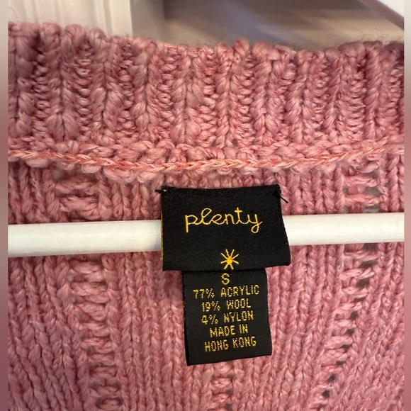 2010s PLENTY TRACY REESE LONG DUSTER CARDIGAN PINK WOOL SMALL BELL SLEEVE - Picture 5 of 5